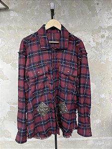 Flannel Shirt with Patch Red