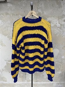 Blue Yellow Striped Sweater