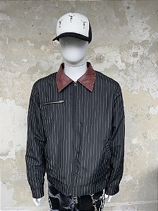Pin stripe snakeskin collar work jacket