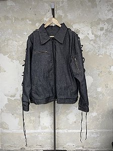 Denim work jacket with side eyelet