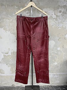 Piercing Carpenter Leather Pants Red