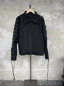 Black ripstop eyelet work jacket