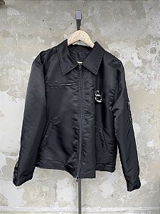 Black nylon Cuba link work jacket