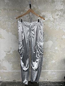 Silver nylon cargo pants