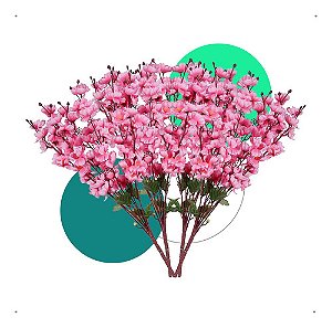 4 Buque Flor Cerejeira 7 Galhos Artificial Decoração Planta