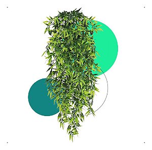 2 Pendentes Planta Artificial Realista Folhagem De Bambu