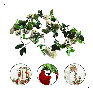 Kit 2 Correntes De Rosas 2,26 Artificial Toque Real 20 Flores
