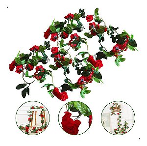 Kit 2 Correntes De Rosas 2,26 Artificial Toque Real 20 Flores