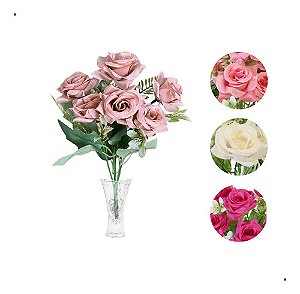 Mini Buquê De Rosas 7 Flores Artificial Toque Real Decoração