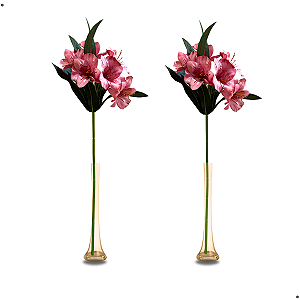 Kit 2 Galhos Astromélia Artificial Realista Flores Decoração