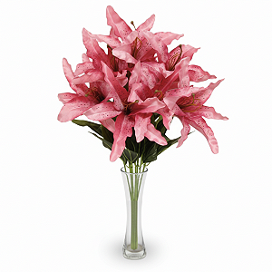 Buquê De Lírio Grande Artificial 9 Flores Premium 53cm