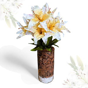 Buquê De Lírio Grande Artificial 9 Flores Premium 53cm