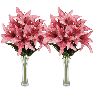 Kit 2 Buquê De Lírio Grande Artificial 9 Flores Premium 53cm