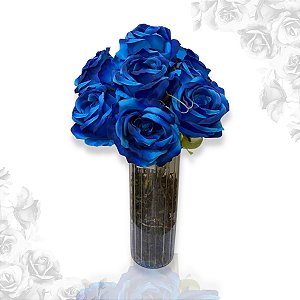 Buquê De Rosas Grande Artificial 9 Flores Realista 43cm