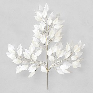 Kit 48 Galhos Ficus Brancos Folhagem Decorativa Artificial