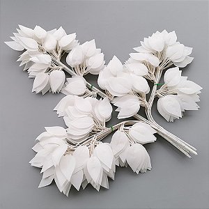 Kit 36 Galhos Ficus Brancos Folhagem Decorativa Artificial