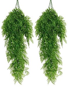 Kit 2 Pendente Samambaia Artificial Renda Portuguesa Luxo