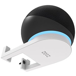 Suporte Stand de Parede Compatível com Alexa Echo Dot 4 - Smart Speaker Home - Alto Falante Inteligente - Branco