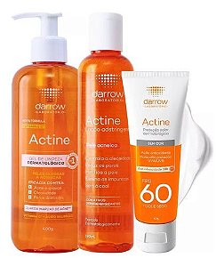 Kit Antiacne Actine: Gel de Limpeza +Tônico+Protetor FPS 30 | Darrow