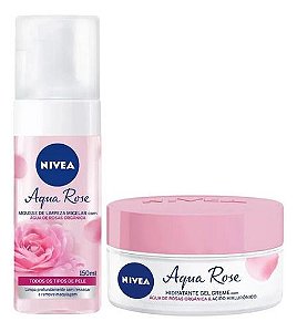 Kit Facial Aqua Rose: Mousse de Limpeza e Hidratante | Nivea