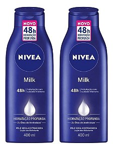Kit 2 Loções Nivea Body Milk Hidratante Pele Seca 400ml | Nivea