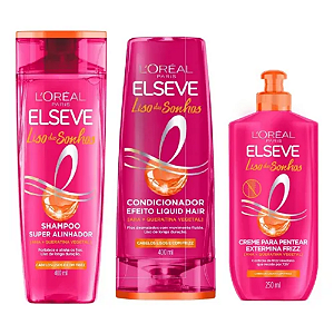 Kit Elseve Liso Dos Sonhos Shamp+ Condic 400ml+creme Pentear