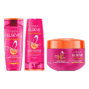 Kit Elseve Liso Dos Sonhos Shamp + Condic 200 Ml + Mascara