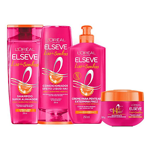 Kit Elseve Liso Dos Sonhos Shamp+condic 200 Ml+mascara+creme