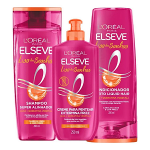 Kit Elseve Liso Dos Sonhos  Shamp + Condic 200 Ml + Creme