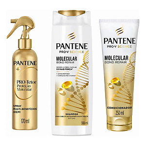 Kit Molecular Bond Repair Shampoo, Condicionador e Protetor | Pantene