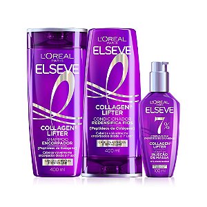 Kit L’Oréal Paris Elseve Collagen Lifter – Shampoo + Condicionador 400mL + Sérum Leave-in