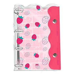 Fichário Universitário PVC Cristal Morango