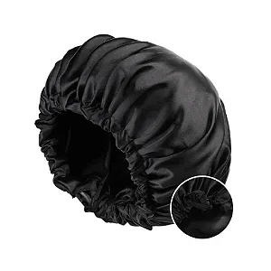 TOUCA DE CETIM DUPLA AJUSTÁVEL  - PRETO/PRETO