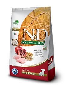 RAÇÃO SECA N&D CÃO PUPPY MINI BREEDS ANCESTRAL GRAIN FRANGO E ROMÃ 10,1KG