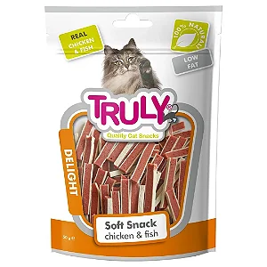 PETISCO TRULY DELIGHT CAT MINI TIRAS FRANGO E PEIXE 50G