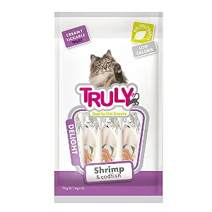 PETISCO TRULY CREAMY CAT CAMARÃO E BACALHAU 70G C/ 5UN