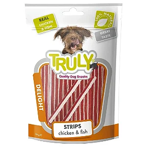 PETISCO TRULY DELIGHT DOG TIRAS FRANGO E PEIXE 90G
