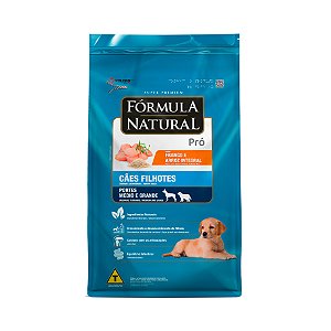 RAÇÃO SECA FÓRMULA NATURAL PRÓ CÃO FILHOTE RAÇAS MÉDIAS E GRANDES FRANGO E ARROZ INTEGRAL 15KG