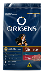 RAÇÃO SECA ORIGENS CÃO ADULTO RAÇAS GRANDES CARNE E CEREAIS 15KG
