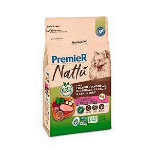 RAÇÃO SECA PREMIER NATTÚ CÃO ADULTO RAÇAS PEQUENAS FRANGO C/ MANDIOCA 2,5KG