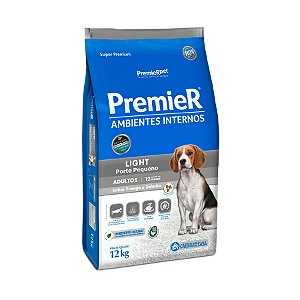 RAÇÃO SECA PREMIER CÃO ADULTO RAÇAS PEQUENAS AMBIENTES INTERNOS LIGHT FRANGO E SALMÃO 12KG