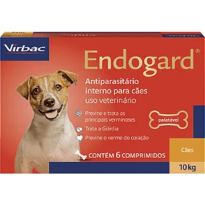 VERMÍFUGO ENDOGARD VIRBAC P/ CÃO ATÉ 10KG C/ 6 COMP
