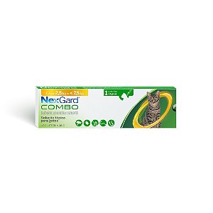 ANTIPULGAS NEXGARD COMBO BOEHRINGER P/ GATOS - M 0,9ML - 2,5KG ATÉ 7,5KG C/ 1UN