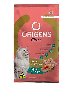 RAÇÃO SECA ORIGENS CLASS GATO ADULTO CASTRADO SALMÃO E FRANGO 10,1KG