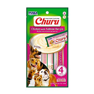 PETISCO PURÊ CHURU P/ CÃES FRANGO C/ SALMÃO - 56G C/ 4UN