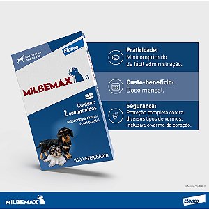 VERMÍFUGO MILBEMAX ELANCO P/ CÃES - ATÉ 5KG C/ 2 COMP