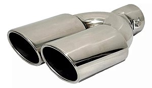 Ponteira Dupla Esportiva Automotiva Chanfrada 3,5pol Inox