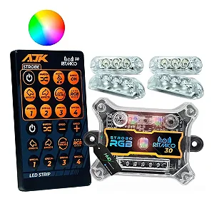 Kit Strobo 3.0 4 Faróis 6w Rgb Ajk Ritmico 3,0