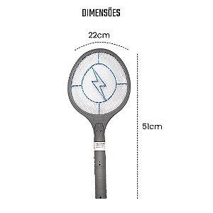 Raquete Elétrica Mata Insetos Recarregável Mosca Pernilongos - Sortido
