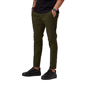 Calça Masculina Sarja Verde Musgo